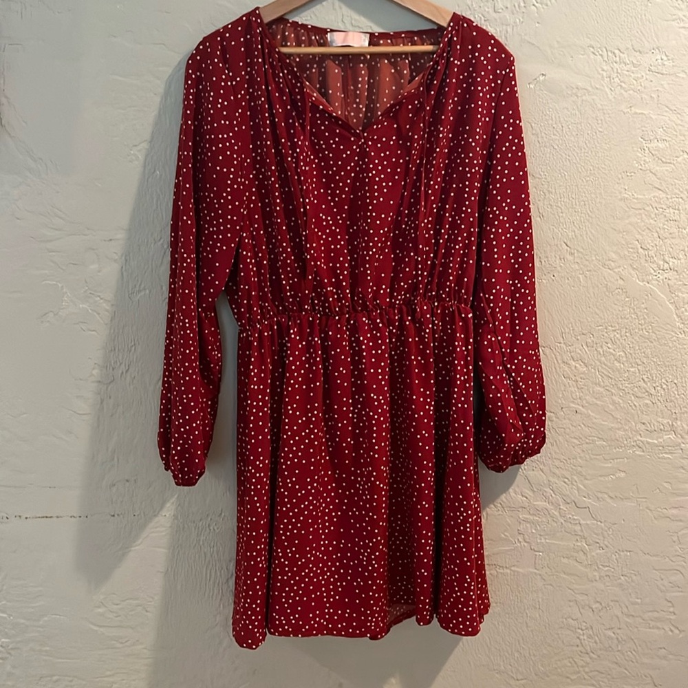Elegant Red Polka Dot Mini Dress